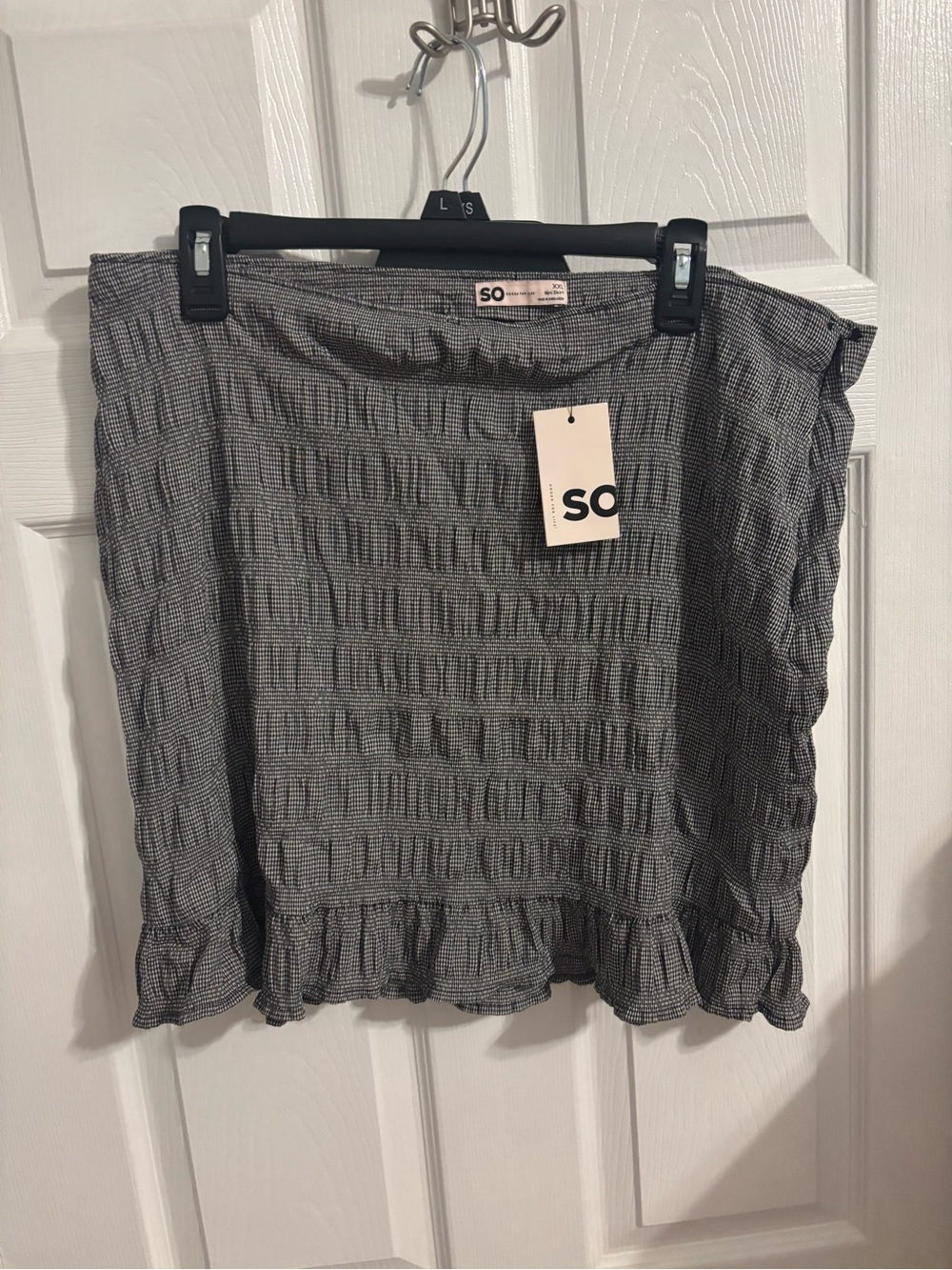 SO Women's Gray Textured Ruffle Hem Skirt